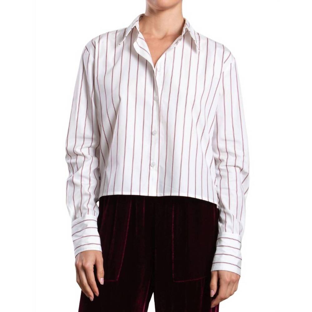 NEW PHARAOH enzo long sleeve shirt in burgundy stripe